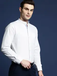 Hancock Men White Slim Fit Solid Formal Shirt