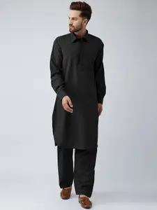 SOJANYA Men Black & Black Solid Kurta with Salwar