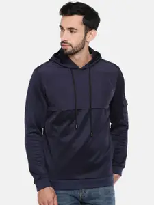 The Indian Garage Co Men Navy Blue Solid Hooded Sweatshirt