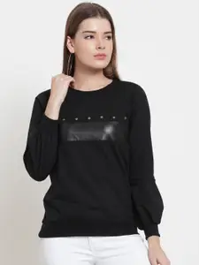 Belle Fille Women Black Solid Sweatshirt