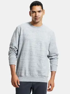 Jockey Men Grey Melange Solid Sweatshirt