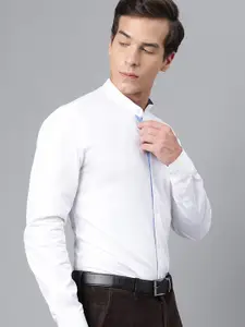 Hancock Men White Slim Fit Solid Formal Shirt