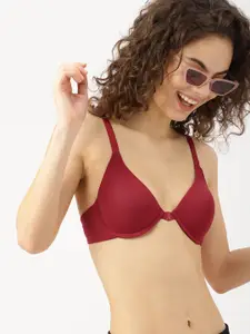 DressBerry Maroon Solid Underwired Lightly Padded Everyday Bra 021C