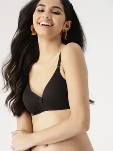DressBerry Black Solid Non-Wired Lightly Padded T-shirt Bra