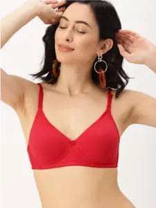 DressBerry Red Solid Non-Wired Lightly Padded Everyday Bra