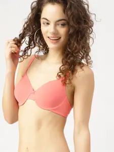DressBerry Pink Solid Underwired Lightly Padded T-shirt Bra