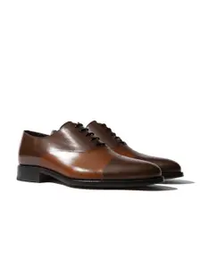 Rapawalk Coffee Brown & Tan Handcrafted Standard Width Leather Oxfords