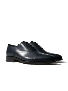 Rapawalk Blue Handcrafted Standard Width Leather Oxfords