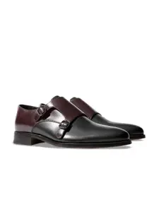 Rapawalk Burgundy & Black Handcrafted Standard Width Leather Monks