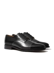 Rapawalk Black & Grey Handcrafted Standard Width Leather Derbys