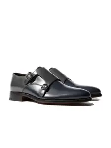 Rapawalk Grey & Blue Handcrafted Standard Width Leather Monks