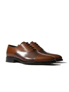 Rapawalk Tan & Coffee Brown Handcrafted Standard Width Leather Oxfords