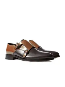 Rapawalk Tan & Brown Handcrafted Standard Width Leather Monks