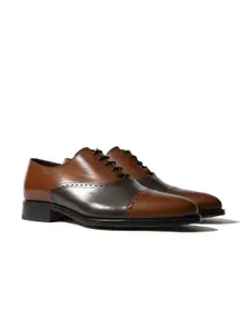 Rapawalk Tan & Brown Handcrafted Standard Width Leather Oxfords