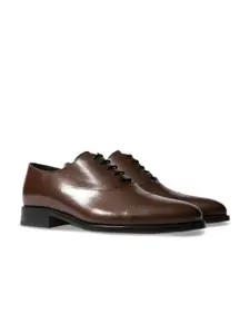 Rapawalk Coffee Brown Handcrafted Standard Width Leather Oxfords