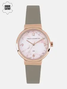 French Connection Women Off-White Genuine Leather Analogue Watch FC1291E