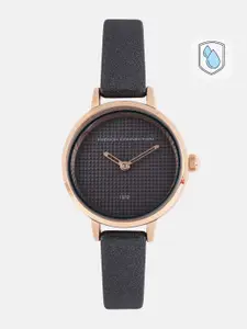 French Connection Women Black Genuine Leather Analogue Watch FC1319U