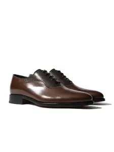 Rapawalk Coffee Brown & Brown Handcrafted Standard Width Leather Oxfords