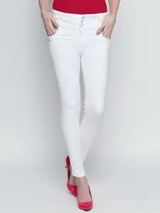 High Star Women White Slim Fit High-Rise Clean Look Stretchable Jeans