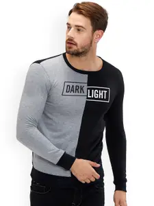 Maniac Men Black & Grey Colourblocked Sweatshirt