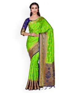 MIMOSA Green & Blue Woven Design Kanjeevaram Saree
