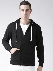Club York Men Black Solid Hooded Sweatshirt