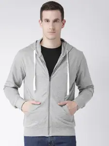 Club York Men Grey Solid Hooded Sweatshirt