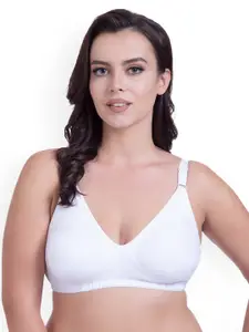 Rajnie White Solid Non-Wired Non Padded Everyday Bra RJ667WH