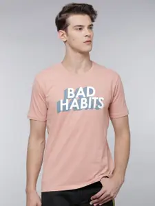 LOCOMOTIVE Men Pink Printed Round Neck T-shirt