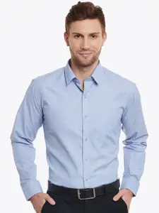 English Navy Men Blue Slim Fit Solid Formal Shirt