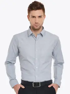 English Navy Men Grey Slim Fit Solid Formal Shirt