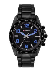 Curren Men Black Dial & Bracelet Style Straps Analogue Tachymeter Automatic Watch