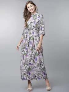 Tokyo Talkies Women Purple & Green Printed Maxi Dress