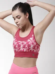 Alcis Pink & White Printed Non-Wired Non Padded Sports Bra WBR9761