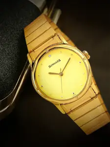 Sonata Men Gold-Toned Dial Watch NC7023YM02