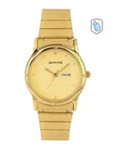Sonata Men Gold-Toned Dial Watch NC7023YM09