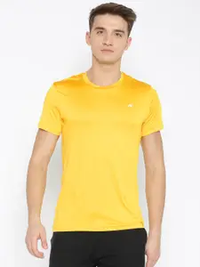 Alcis Men Yellow Solid Round Neck T-shirt