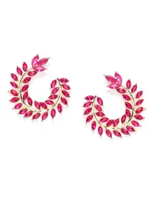 Crunchy Fashion Pink & Gold-Toned Contemporary Drop Earrings