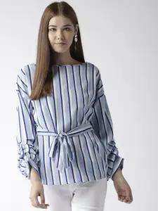 Style Quotient by Noi Women Blue & White Striped Top