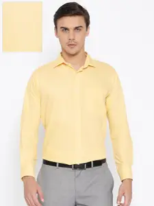 Shaftesbury London Men Yellow Smart Slim Fit Solid Formal Shirt
