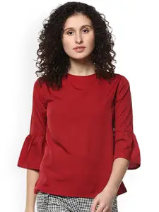 Mayra Women Red Solid A-Line Top