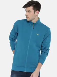 Wildcraft Men Blue Solid H_Neck Zip Sweatshirt