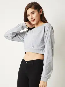 Miss Chase Women Grey Solid Top