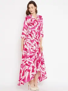 Cottinfab Women Pink & White Printed Maxi Dress