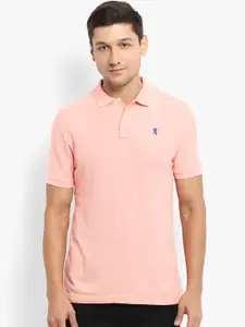 Red Tape Men Peach-Coloured Solid Polo Collar T-shirt