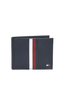Tommy Hilfiger Men Navy Blue Solid Two Fold Leather Wallet