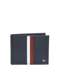 Tommy Hilfiger Men Navy Blue Solid Two Fold Leather Wallet