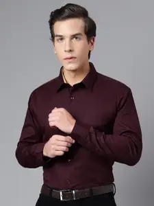 Hancock Men Burgundy Slim Fit Formal Shirt