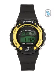 Sonata Men Black Digital Watch NG7982PP01J