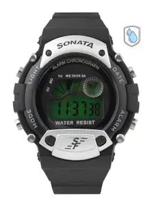 Sonata Men Black Digital Watch NG7982PP02J